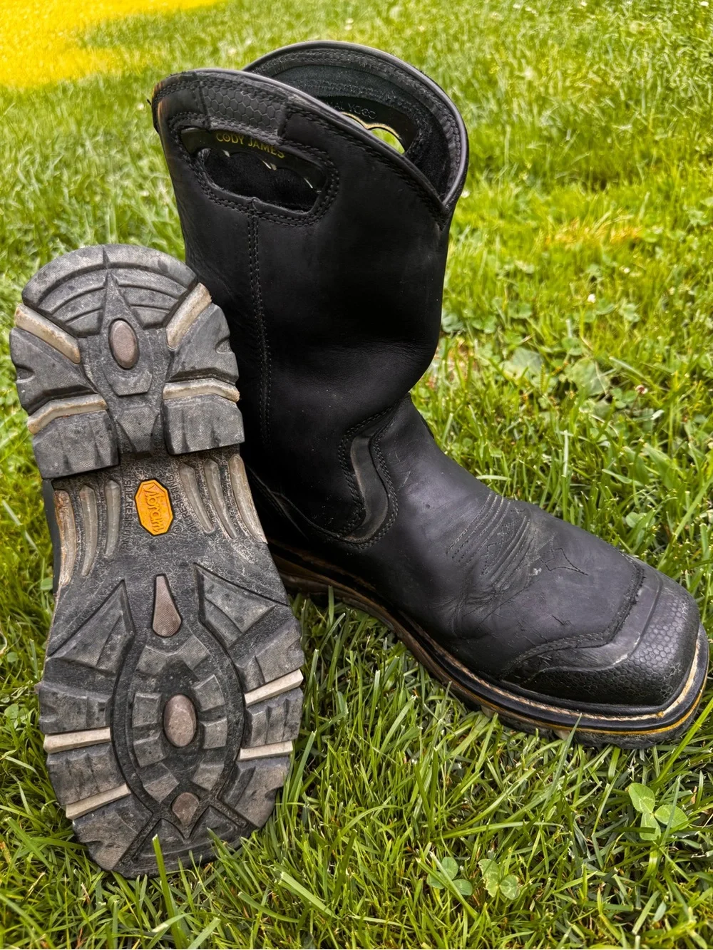 Cody James Men's Black Pull-On Work Boots